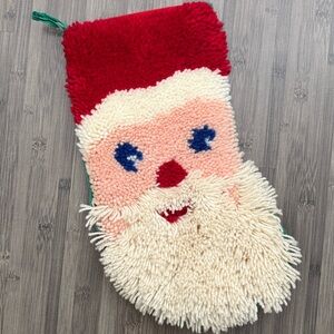 Vintage Latch Hook Santa Claus Stocking